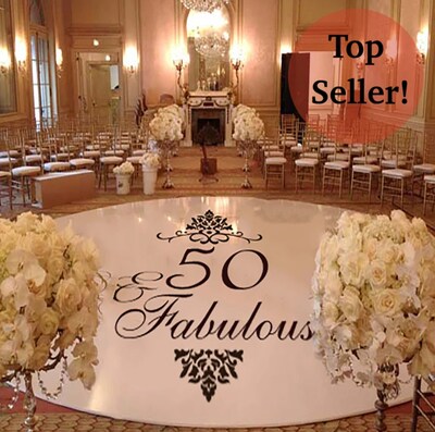 Birthday Party 40 or 50 and Fabulous Damask Dance Floor Decal - Personalized Custom Customized Party Decor Decals 50th birthday decorations - image1